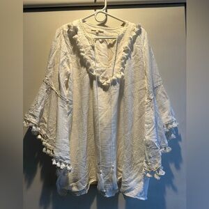 Olivaceous Cream Tassel Women's Swim Coverup